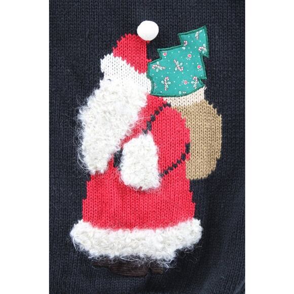 Sweater Vest Embroider Christmas Santa Clause Wood Buttons Ugly Cute Beaded S M - Picture 7 of 9